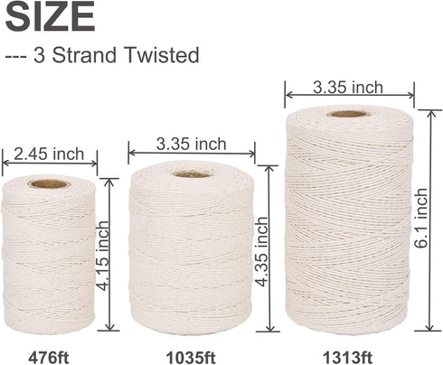 XKDOUS 476ft Butchers Cooking Twine, 100% Cotton Kitchen String for Roasting, Trussing, Baking & Crafting