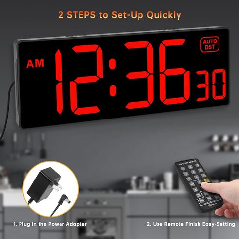 Countdown 5 Dimmer (10.2" Soobest Digital Wall Clock with Seconds for Gym, Remote Timer Large LED Display Red)
