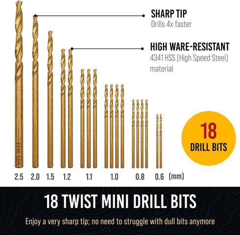 Hand Drill Bits Set, Pin Vise Manual Drill, Small Micro Drill Bit Set for Jewelry Making and Craft