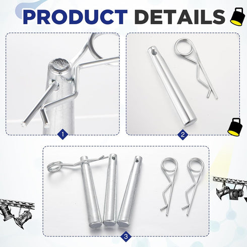 Tandefio 30 Sets Heavy Duty Cotter Pins Assortment Kit with R Clip for Hitch Lock Systems and Truss Accessories
