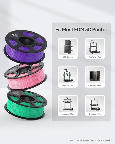1.75mm 1KG, 3D 0.02mm, 1kg Spool(2.2lbs) 3D ELEGOO PLA Filament Black Printer Filament Dimensional Accuracy +/- Fit