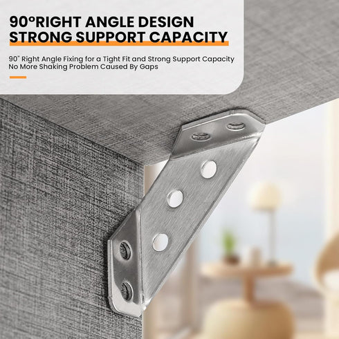 UBANU 10 Pack Universal Furniture Corner Brace Connector with Screws, Stainless Steel Angle Corner Triangle Support