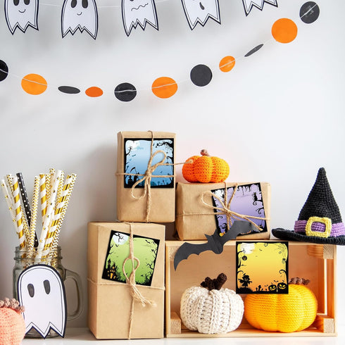 Whaline 8 Pack Halloween Sticky Notes, 4 Design Cartoon Note Pads, Fright Night Pumpkin Witch Memo Pads