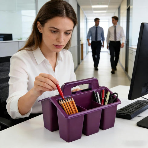 Generic 6pcs Classroom Storage Caddy - Drink Cup Holder Organizer, Multipurpose Desk Basket with Compartments