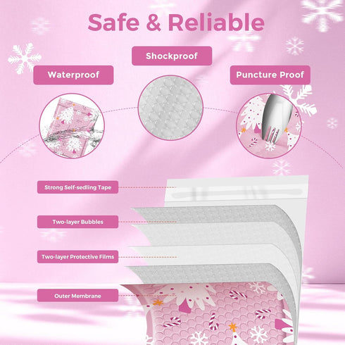 Metronic 50 Pack Bubble Mailers 6x10 Inch, Cute Waterproof Padded Envelopes for Shipping Christmas Gifts, Jewelry,
