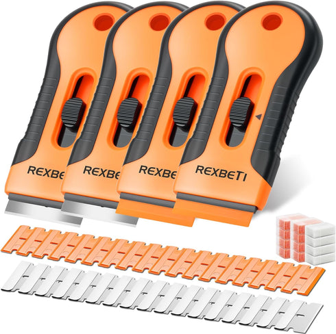 REXBETI Razor Blade Scraper Tool, 4 Pack Razor Scraper Set with Extra
