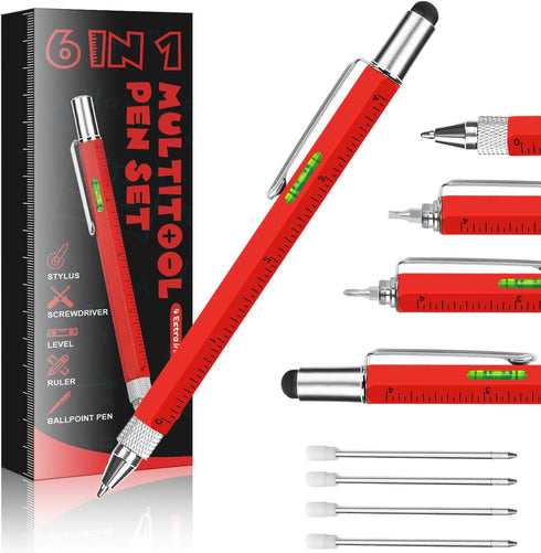 Novelty Gifts 6 in 1 Multi Tools Pen for Men Women, Unique Gadget as Christmas, Valentine's Day, Birthday Gifts for Dad