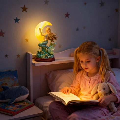 Generic Mermaid Night Light - Resin Touch Control Decoration, Bedroom Decorative Lamp, Nursery Home Bedside Accessory