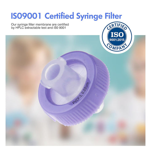 Syringe Filters PVDF Hydrophilic Filtration 0.22um, 13mm Membrane Diameter, Pack of 100 by Labfil