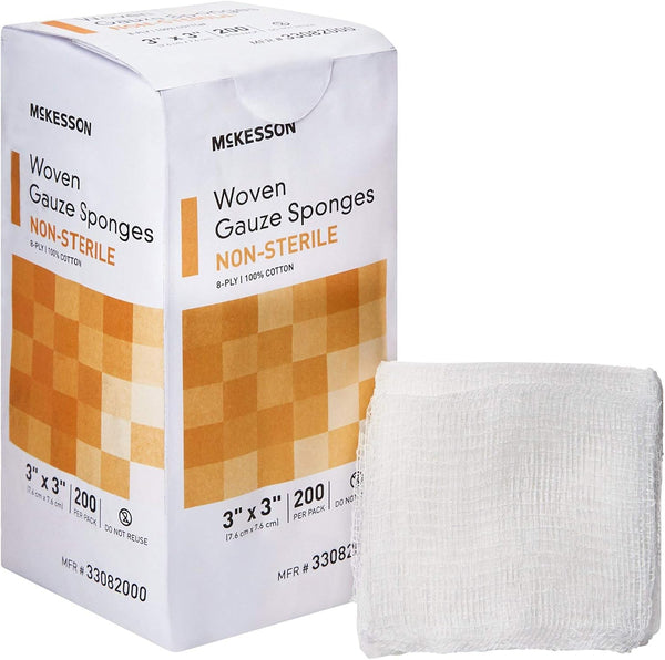 McKesson Woven Gauze Sponges, Non-Sterile, 8-Ply, 100% Cotton, 4 in x 4