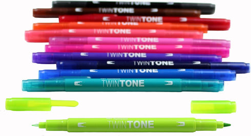 Tombow 61500 Twintone Marker Set, Bright, 12-Pack. Double-Sided Markers for Bold and Precise Writing by Tombow