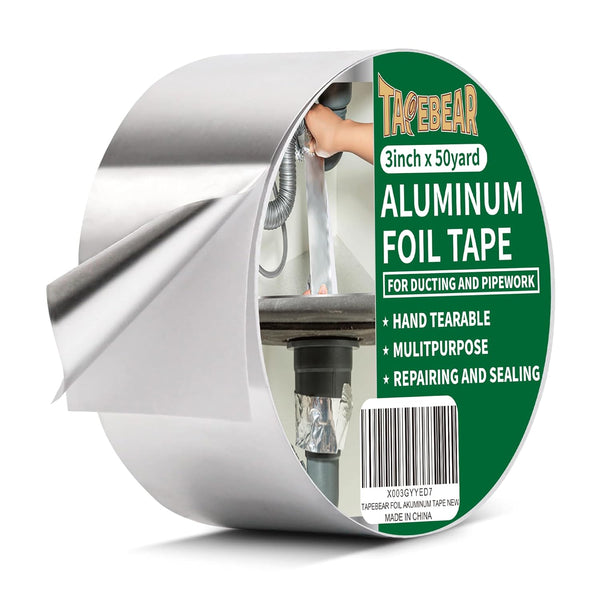 Aluminum Foil Tape, Aluminum Air Duct Tape, Heat Resistant Insulation Tape for HVAC, 3inch x 50yard