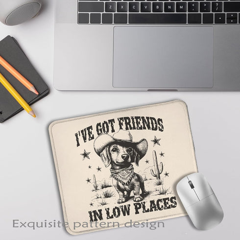 Qykwz 9.5x7.9 Inch, Funny Dachshund Dog Mouse Pad Dachshund Lover Gifts,Vintage Western Cowboy Weiner Dog Mouse Pads