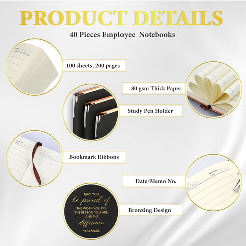 Colarr 20 Sets Employee Appreciation Gifts, Inspirational A6 PU Leather Journal with Motivational Pens for Office Gift