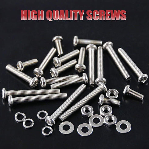 Hilitchi 300-Piece M4 Phillips Pan Head Screws Bolt Nut Lock Flat Washers Assortment Kit, 304 Stainless Steel