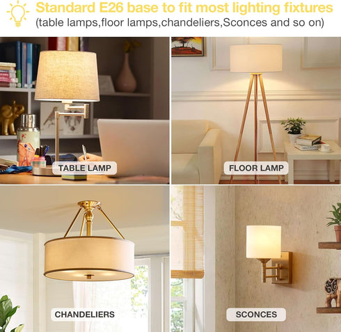 aooshine A60 E26 LED Light Bulb, 3 Color Temperatures (3000K/4000K/5000K), Non-Dimmable, 1 Pack, 9 Watts for Table Lamp