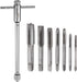 T-Handle Ratchet Tap Wrench + Metric Tap Set, 7pcs M3 M4 M5 M6 M8 M10 M12 Thread Taps