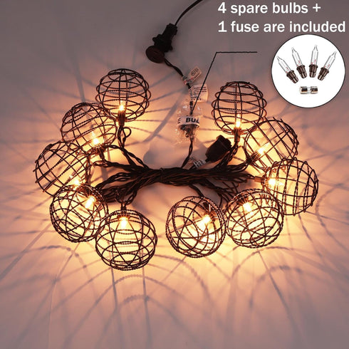 TWINKVILLA 10 Bulbs, Decorative String Lights Indoor Outdoor, Patio Lantern Style String Lights with Warm White Mini UL
