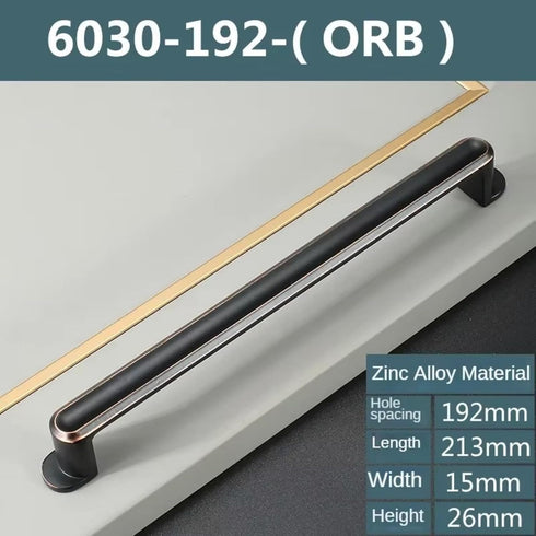 Aoleegatt Handles(6030-192mm-ORB) Black Zinc Alloy Bedside Table Handle, Minimalist Cabinet Pulls for Furniture