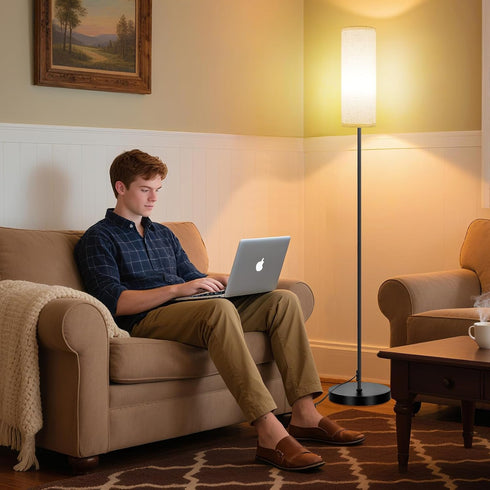Bulb/No FRIDEKO HOME Floor Lamp with Beige Shade, Simple Design with Foot Pedal Switch, Small Tall Lamps for Living