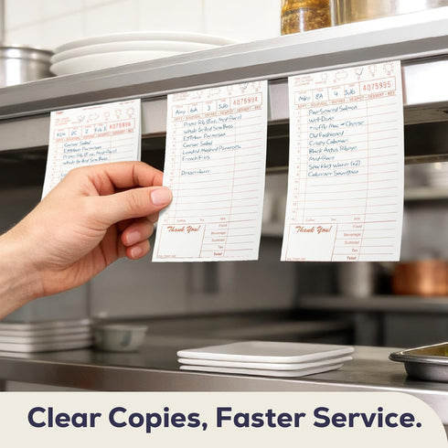 3 250 FMP Brands Part Carbonless Guest Checks Pads, Perforated Server Note Pads Paper Total sheets for Waitress Book