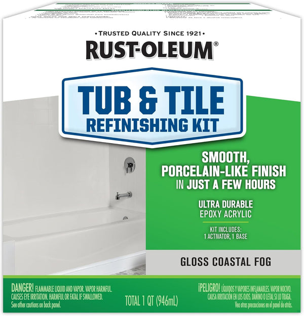 Rust-Oleum 384166 Tub And Tile Refinishing 2-Part Kit, Gloss Coastal Fog