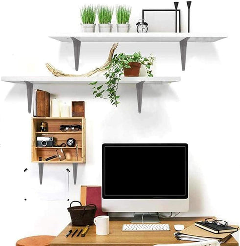 Wideskall 10" 12" inch Pack 12 Metal x Wall Corner Angle Shelving Shelf Brackets, Grey
