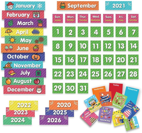 EAMAY Monthly Calendar Pocket Chart for Classroom with 71 Cards, Kids Learning Supplies for Home and Homeschool (Black)
