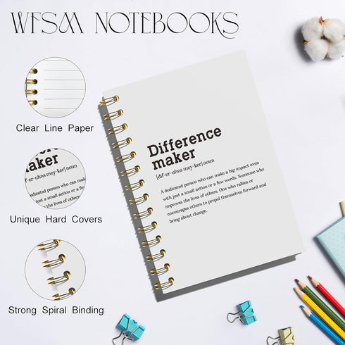Difference Maker Gift Notebook - Difference Maker Notebook, Coworker Gifts for Women, Inspirational Journal, The Office Gifts Hardcover Spiral Notebook, 5.5x8.3 Inches by WFSM