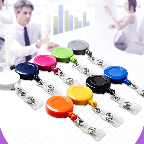 Black Lanyard Retractable Badge Reel with Clip for ID Card Holders, Waterproof Identification Badges Supplies