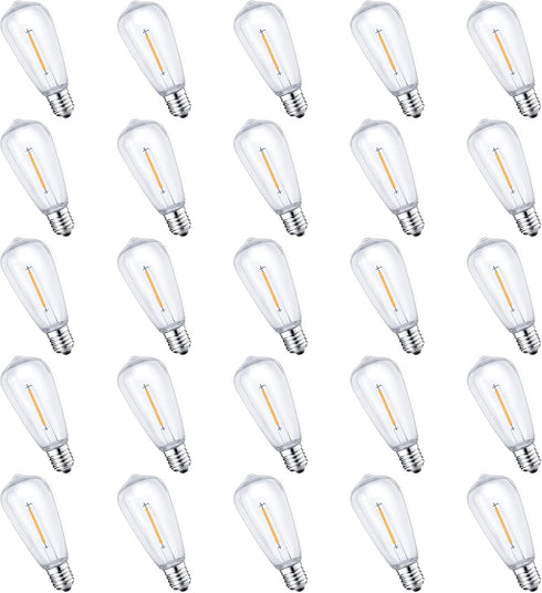 25Pack E17 LED Bulbs ST40 Replacement Light Bulbs, 0.6Watt Per Bulb, Waterproof