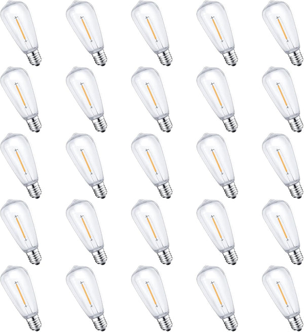 25Pack E17 LED Bulbs ST40 Replacement Light Bulbs, 0.6Watt Per Bulb, Waterproof
