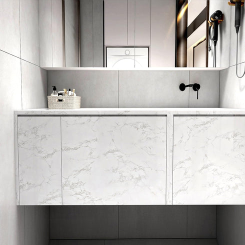 practicalWs Marble Contact Paper, 15.7inch 118.1inch White Marble Wallpaper, Waterproof Self Adhesive Removable for