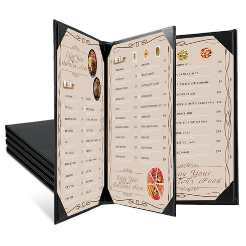 Restaurant Menu Covers Holders 8.5" x 11" | Pack of 5 Synthetic