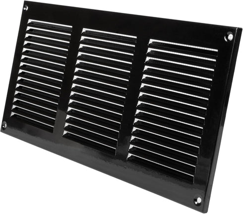 Vent Systems 12'' x 6'' Inch Black Air Vent Cover, Metal Air Return Grill with Built-in Pest Guard Screen