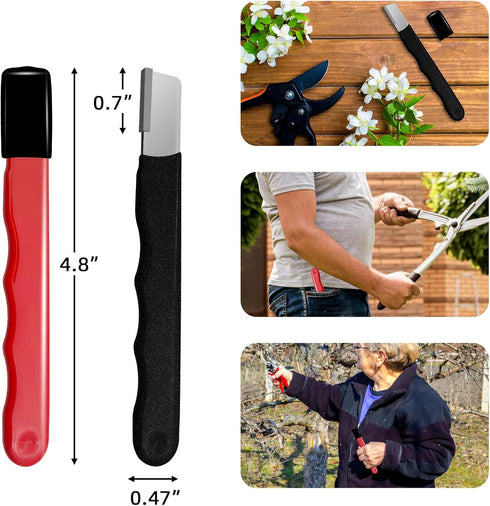 Garden Tool Sharpener 2 Pieces, Blade Sharpener for Knife, Mini Sharpener for Hedge Shears Scissors, Gardening Pruner