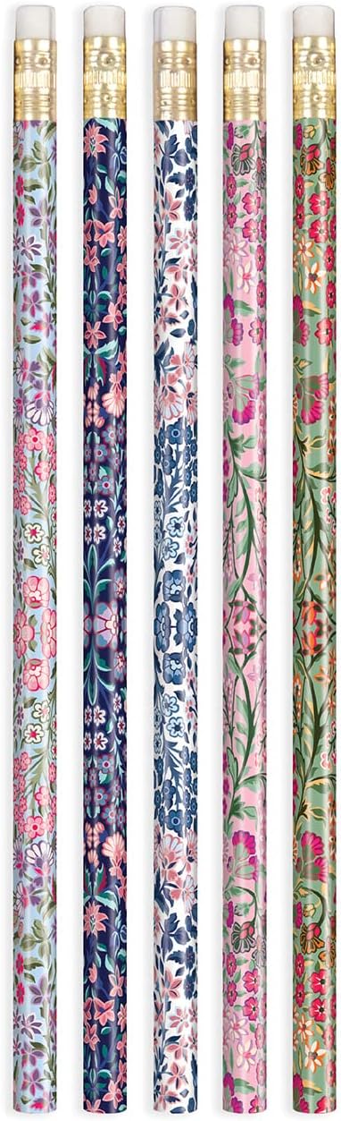 Galison Liberty Tanjore Gardens Pencil Set from Features 10#2 Wooden Pencils with Printed Floral Designs on Each, Stylish Pencils, Makes a Great Gift by Galison