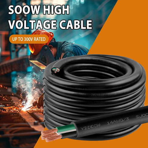10ft 14/3 14 AWG Portable Power Cable, SJOOW 300V 14 Gauge Electric Wire for Motor Leads and Machinery