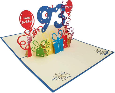 iGifts And Cards Happy 93rd Birthday 3D Pop Up Greeting Card – Ninety-three, Awesome, Balloons, Unique Gift Celebration