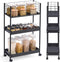 KINGRACK 3-Tier Metal Rolling Utility Cart, Slim Storage Trolley for Kitchen, Bathroom, Laundry Room, Office, Black