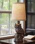 14.25" G-SAFAVA Small Table Lamp for Living Room Farmhouse Bedside Resin Single Lamp with Brown Owl Lamp Shape