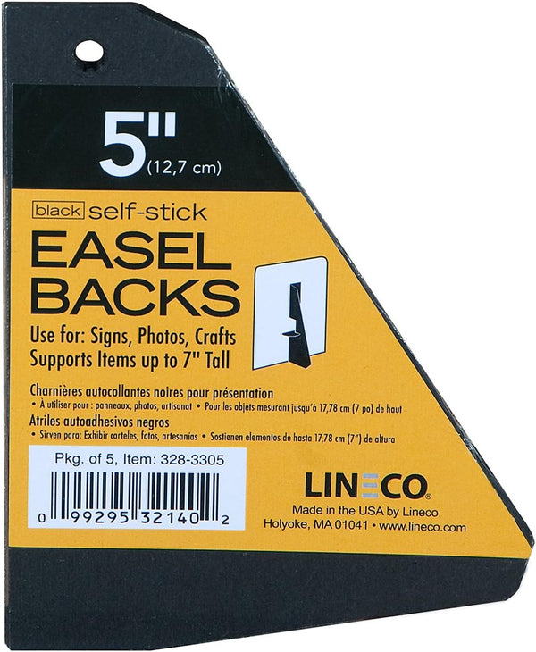 Single Wing Self-Stick 5-inch Easels - Black Sold in 2s - by Lineco