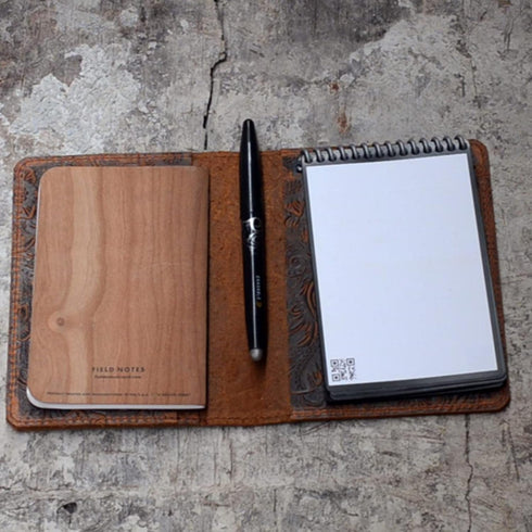 JJNUSA Compatible Rocketbook Mini Cover, Handmade Distressed Genuine Leather Journal Notebook for Card Holder