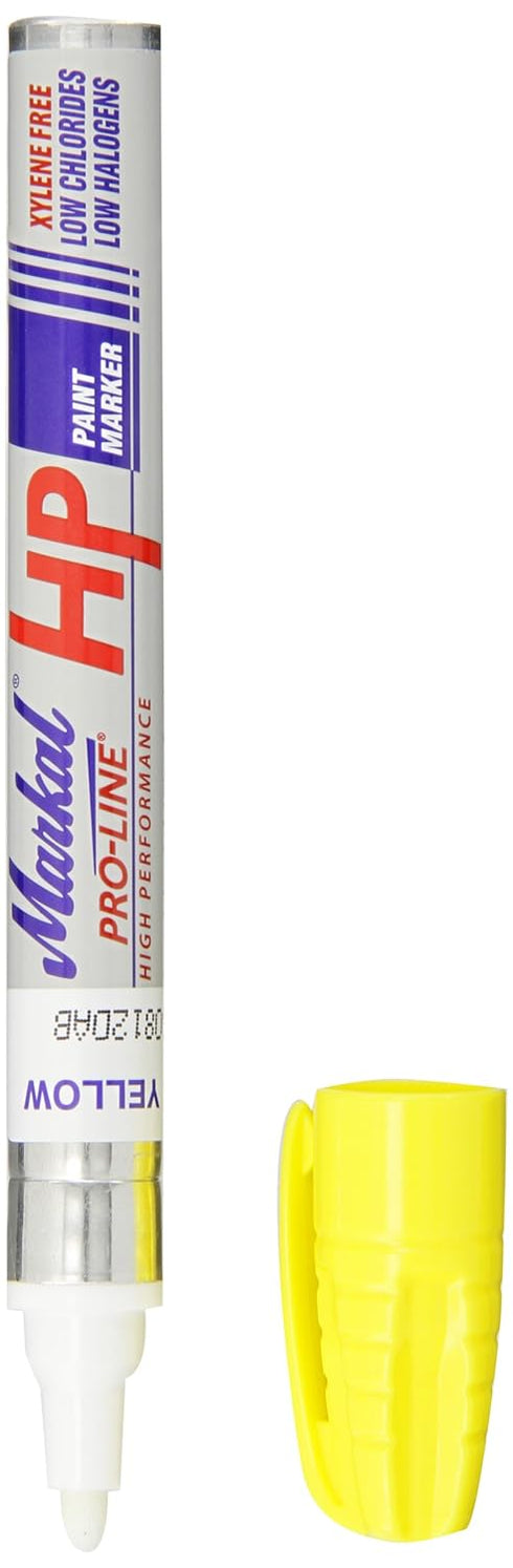 Markal 96961 Paint-Riter+ Liquid Paint Marker, Oily Surface, Bold Mark Size 1.8", Yellow, 12-Pack