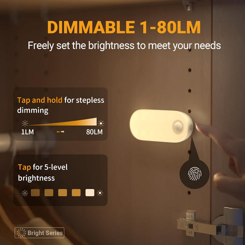 1500mAh Closet 1-80LM Dimmable 3 Packs Lyridz Rechargeable Night Light with Motion Sensor, Battery Operated