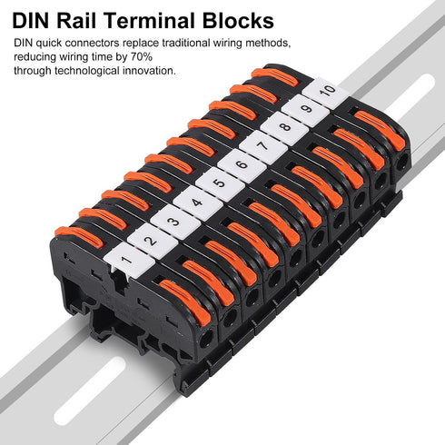 30PCS 3pcs 3pcs 30pcs 28-12AWG DIN Rail Terminal Blocks Kit, Universal Compact Wire Wiring Connector with Marker Strip