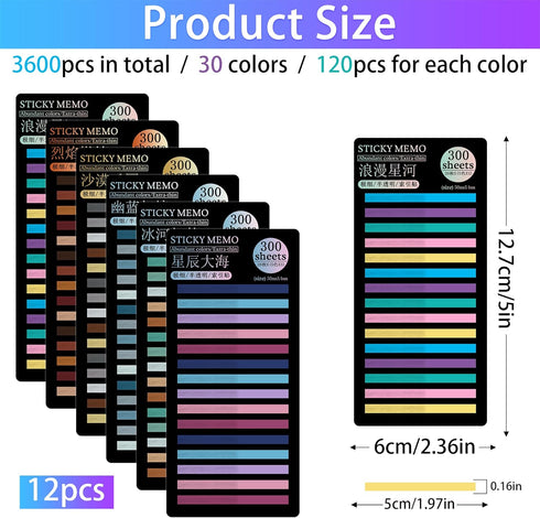 HAUTOCO 3600pcs Transparent Highlighter Tape, Removable Sticky Notes for Annotating Books, Office Supplies