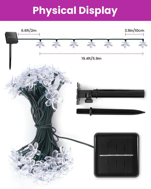 60 Brightown LED Solar String Lights Flower Outdoor Waterproof Fairy Lights for Garden Yard Fence Patio Christmas Tree