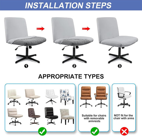 Ouxeer Armless Criss Cross Office Desk Chair Cover, Elastic Criss Cross Office Desk Slipcovers, Accent Mid Back Wide