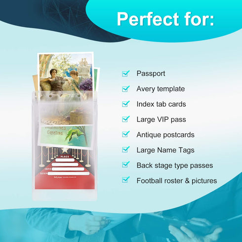 Pack 100 Fushing of Clear Plastic Vertical Badge Holders, Name Tag Holders, Card Holders (XXL)